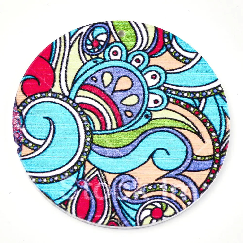 20pcs Colorful Wooden Big Pendants for Jewelry Making, Round Flat 60x2.5mm