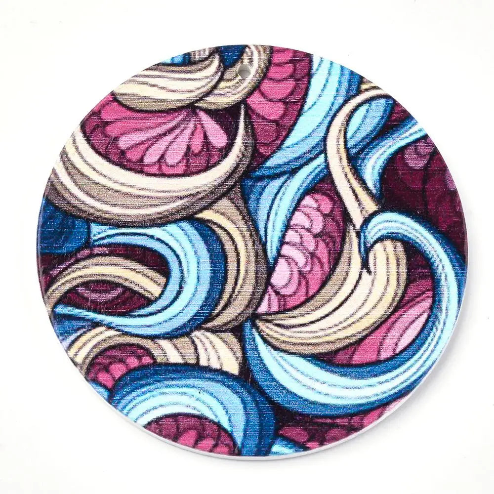 20pcs Colorful Wooden Big Pendants for Jewelry Making, Round Flat 60x2.5mm