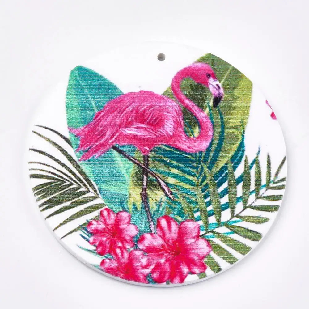 20pcs Colorful Wooden Big Pendants for Jewelry Making, Round Flat 60x2.5mm