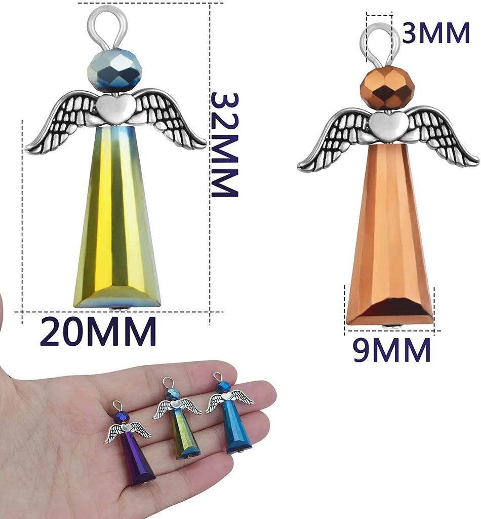 20pcs Glass Bead Charms Guardian Wing Dangle Pendant DIY Earring Wedding Gift