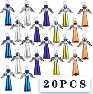 20pcs Glass Bead Charms Guardian Wing Dangle Pendant DIY Earring Wedding Gift