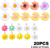 20pcs Flower Pendant Charms Resin Daisy Bead Charms for DIY Crafting