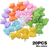 20pcs Colorful Resin Bear Charms for DIY Jewelry Making