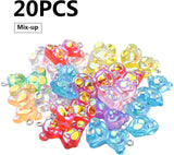 20pcs Glitter Teddy Bear Resin Pendants for DIY Jewelry Making
