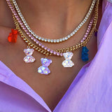 20pcs Glitter Teddy Bear Resin Pendants for DIY Jewelry Making