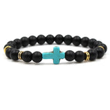 20pcs Resin Cross Charms 8MM Stone Beads Bracelet for Buddha Jewelry