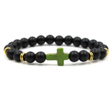 20pcs Resin Cross Charms 8MM Stone Beads Bracelet for Buddha Jewelry