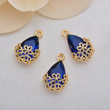 20pcs Copper Plated Flower Edging Zirconium Charm Earring Pendant