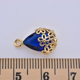 20pcs Copper Plated Flower Edging Zirconium Charm Earring Pendant
