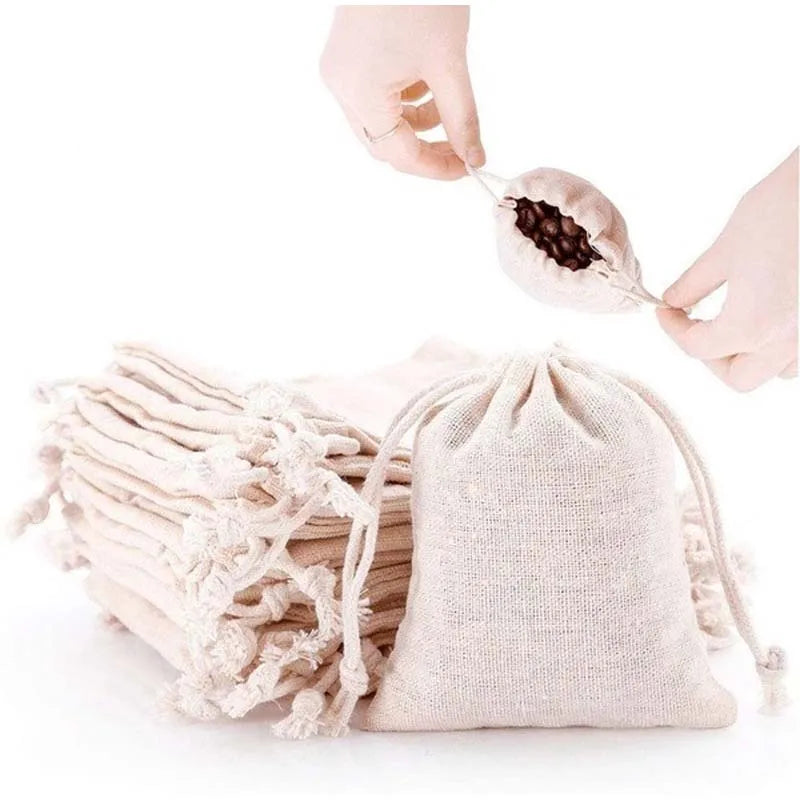 20pcs Cotton Double Drawstring Reusable Muslin Gift Candy Favor Bag