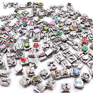 20pcs DIY Bracelet Pendant Heart Flower Links Charms 9mm Jewelry