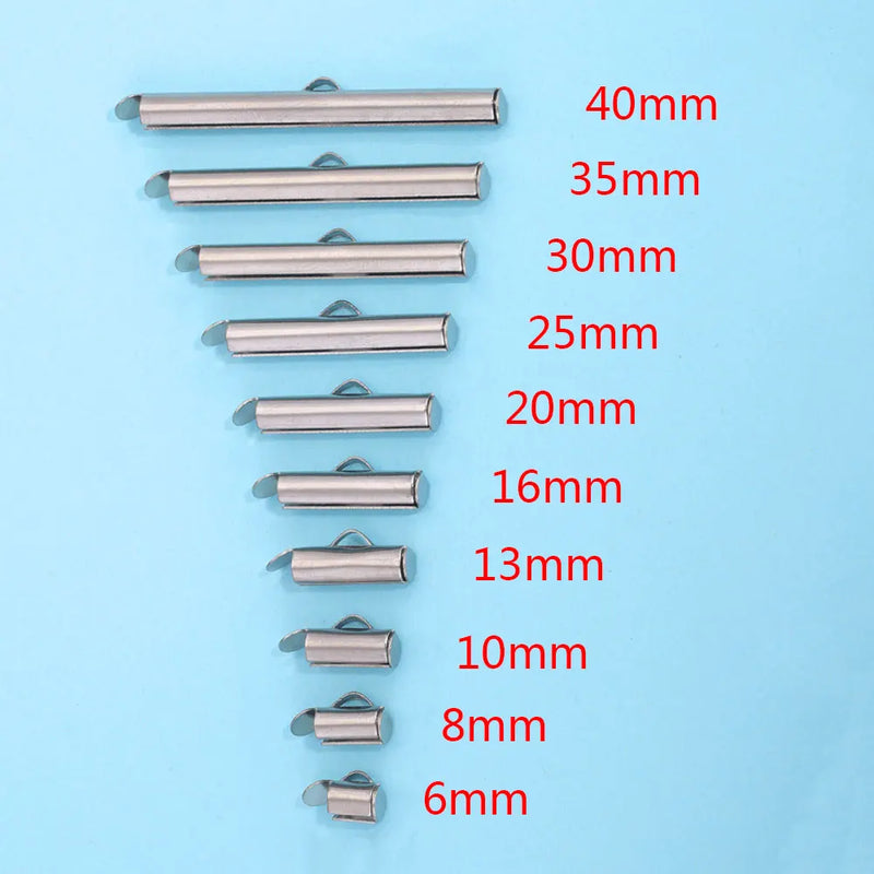 20pcs Stainless Steel Crimp End Beads Slide On Clasp Tubes for Jewelry Making