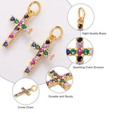 20pcs Cross Small Brass CZ Pendants Crystal Charms for DIY Jewelry 16x9x2mm