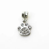 20pcs Crystal Dog Paw Charms Big Hole Pendant Beads Charm Dangle Bracelet DIY