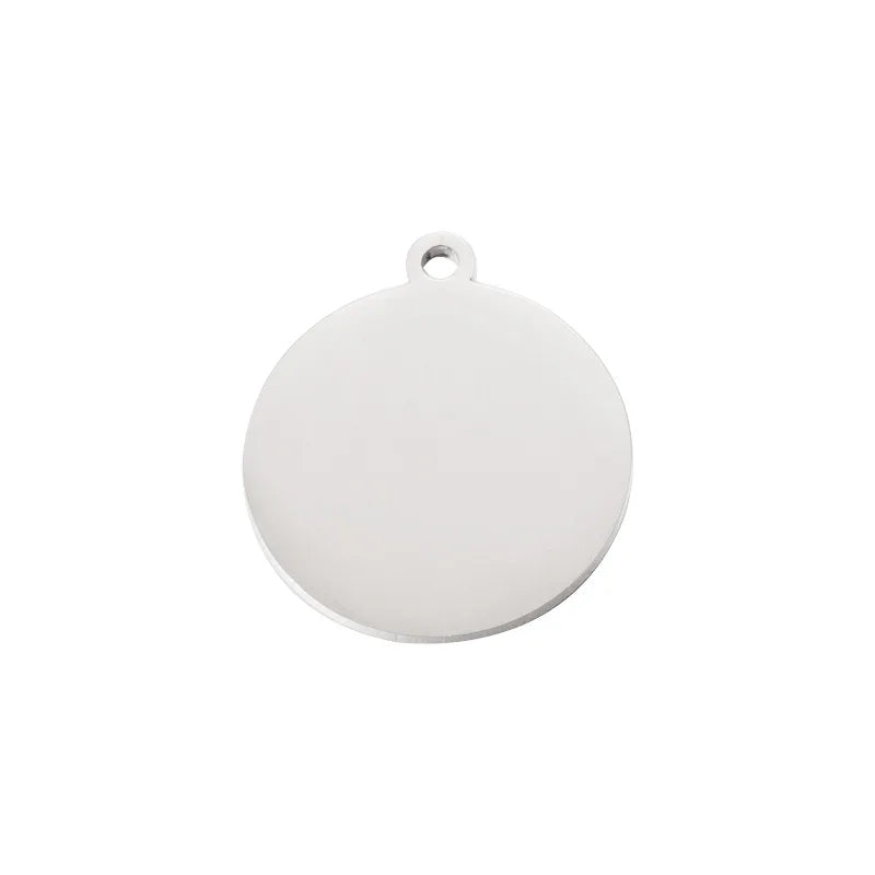 20pcs Custom Stainless Steel Laser Engraved Charms Round Disc Logo Jewelry Tags