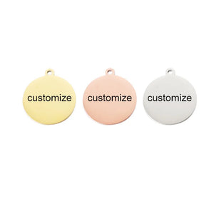 20pcs Custom Stainless Steel Laser Engraved Charms Round Disc Logo Jewelry Tags