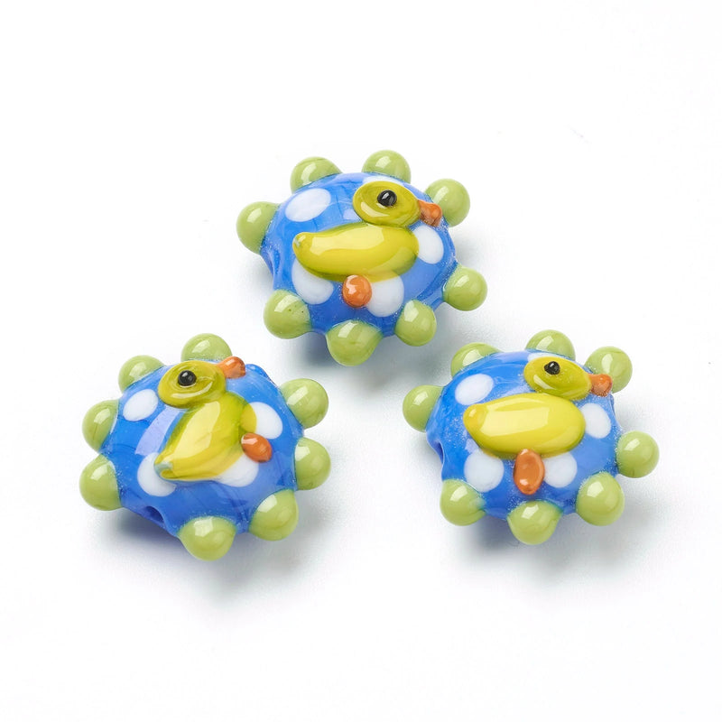 20pcs Duck Flower Bumpy Lampwork Beads for DIY Jewelry Making