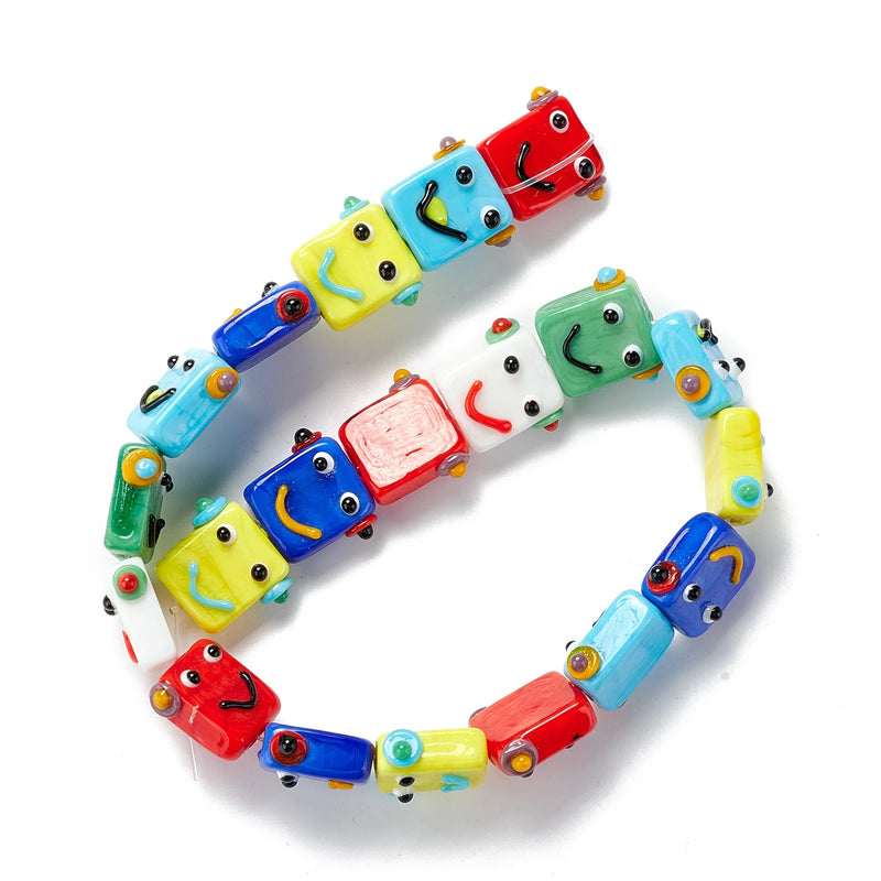 20pcs Robot Head Lampwork Glass Beads for DIY Jewelry Making