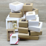 20pcs DIY Gifts White/Kraft Jewelry Box Cake Packaging For Wedding Party