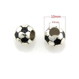 20pcs Dark Silver Soccer Ball Beads for European Charm Bracelet