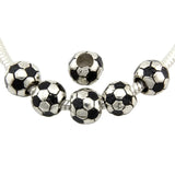 20pcs Dark Silver Soccer Ball Beads for European Charm Bracelet