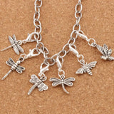 20pcs Dragonfly Heart Floating Lobster Clasps Beads 14.1x35.5mm Charms