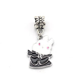 20pcs Enamel Black Rabbit Charms for Jewelry Making DIY Pendants Earrings