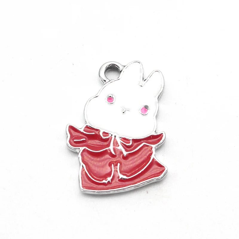 20pcs Enamel Black Rabbit Charms for Jewelry Making DIY Pendants Earrings