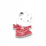 20pcs Enamel Black Rabbit Charms for Jewelry Making DIY Pendants Earrings