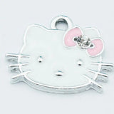 Enamel Pink Cat Charms for DIY Jewelry Making