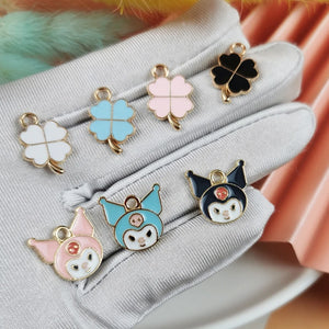 20pcs Enamel Clover Cartoon Metal Charms for Jewelry Making Earrings Pendant