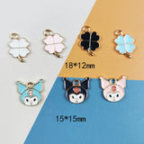 20pcs Enamel Clover Cartoon Metal Charms for Jewelry Making Earrings Pendant