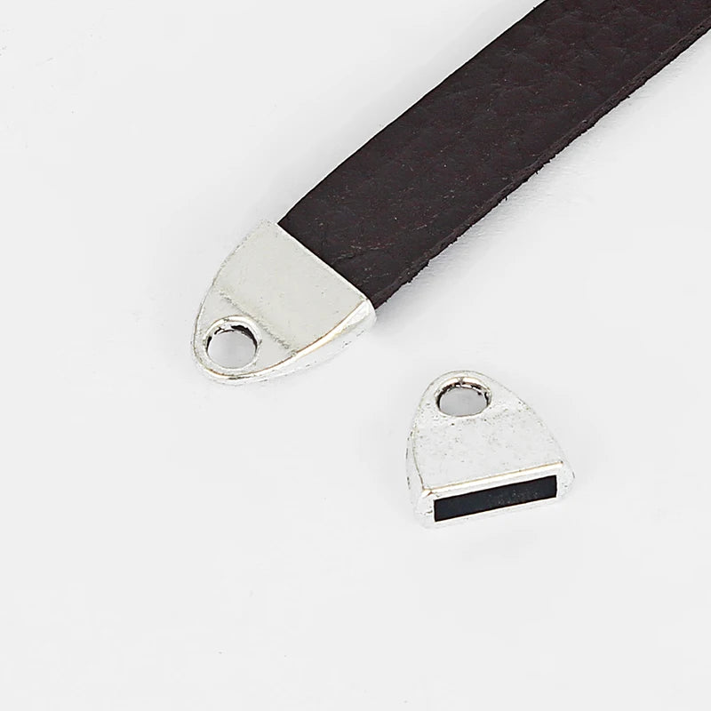 20pcs Flat Leather Cord End Caps DIY Bracelets Connectors Findings