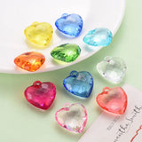 20pcs Faceted Heart Charms Pendant Acrylic Pendants for DIY Jewelry Making