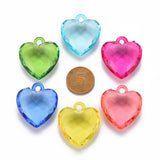 20pcs Faceted Heart Charms Pendant Acrylic Pendants for DIY Jewelry Making