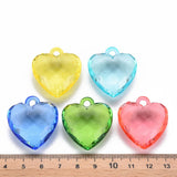 20pcs Faceted Heart Charms Pendant Acrylic Pendants for DIY Jewelry Making