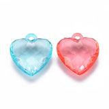 20pcs Faceted Heart Charms Pendant Acrylic Pendants for DIY Jewelry Making