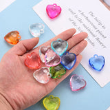 20pcs Faceted Heart Charms Pendant Acrylic Pendants for DIY Jewelry Making