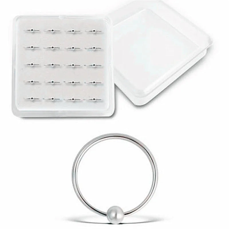 20pcs Nose Ring Set Piercing Kit Body Jewelry for Women Girls Box