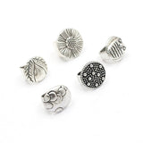20pcs Flowers Animal Metal Slider Beads for DIY Bracelet Necklace Making