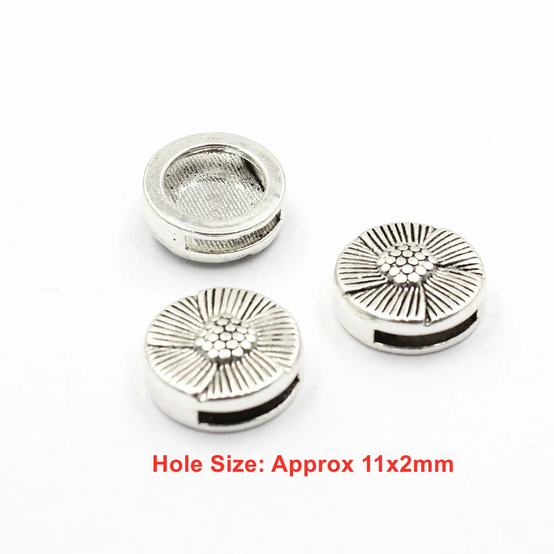 20pcs Flowers Metal Slider Beads For DIY Bracelet Necklace Making K06283