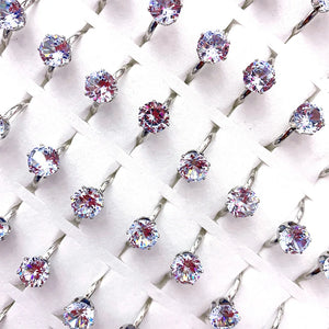 Vintage Crystal Rhinestone Wedding Ring for Women, Set of 20