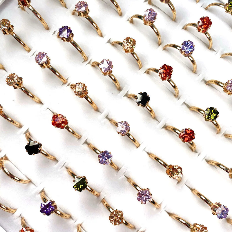 Vintage Crystal Rhinestone Wedding Ring for Women, Set of 20