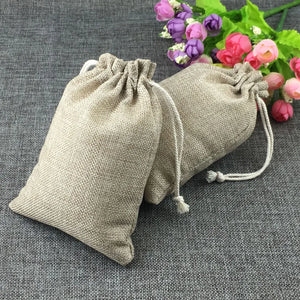 20pcs Natural Jute Bag Cotton Drawstring Bags Wedding/Party Pouch