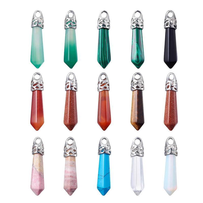 20pcs Natural Stone Charms Pendants for Jewelry Making