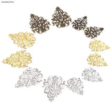 20pcs Filigree Crafts Hollow Embellishments Bronze Tone Ornaments