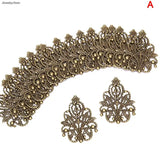 20pcs Filigree Crafts Hollow Embellishments Bronze Tone Ornaments