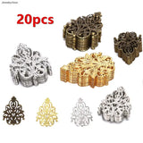 20pcs Filigree Crafts Hollow Embellishments Bronze Tone Ornaments