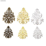 20pcs Filigree Crafts Hollow Embellishments Bronze Tone Ornaments