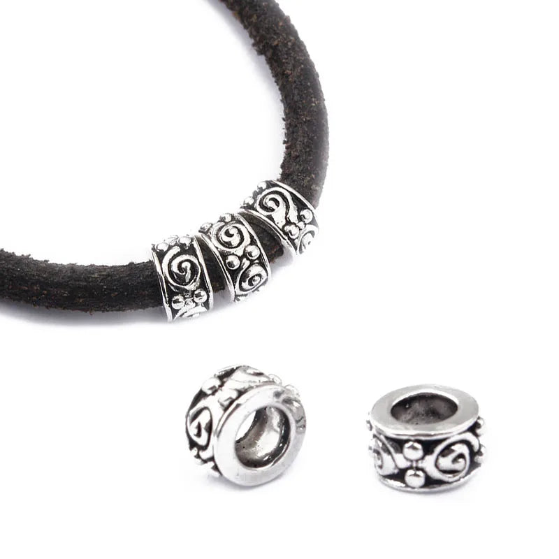 20pcs Flat Cylindrical Spacer Round Beads for Charm Bracelet DIY Craft